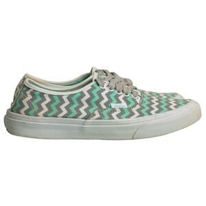 Womens VANS Authentic Teal Zig-Zag Low-Top Canvas Sneaker Flats Kicks -EUC -Sz 8